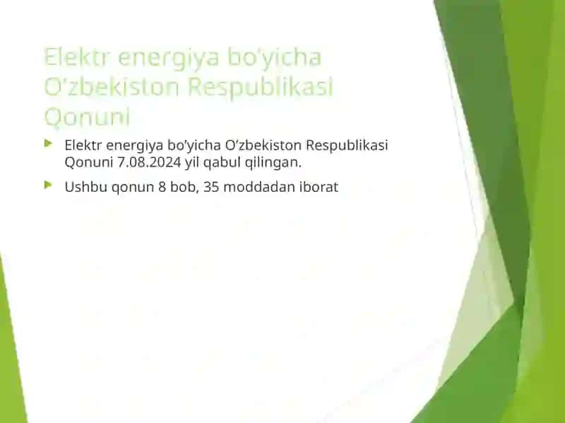 ENERGIYA:Qayta tiklanadigan manbalarga o'tish 4