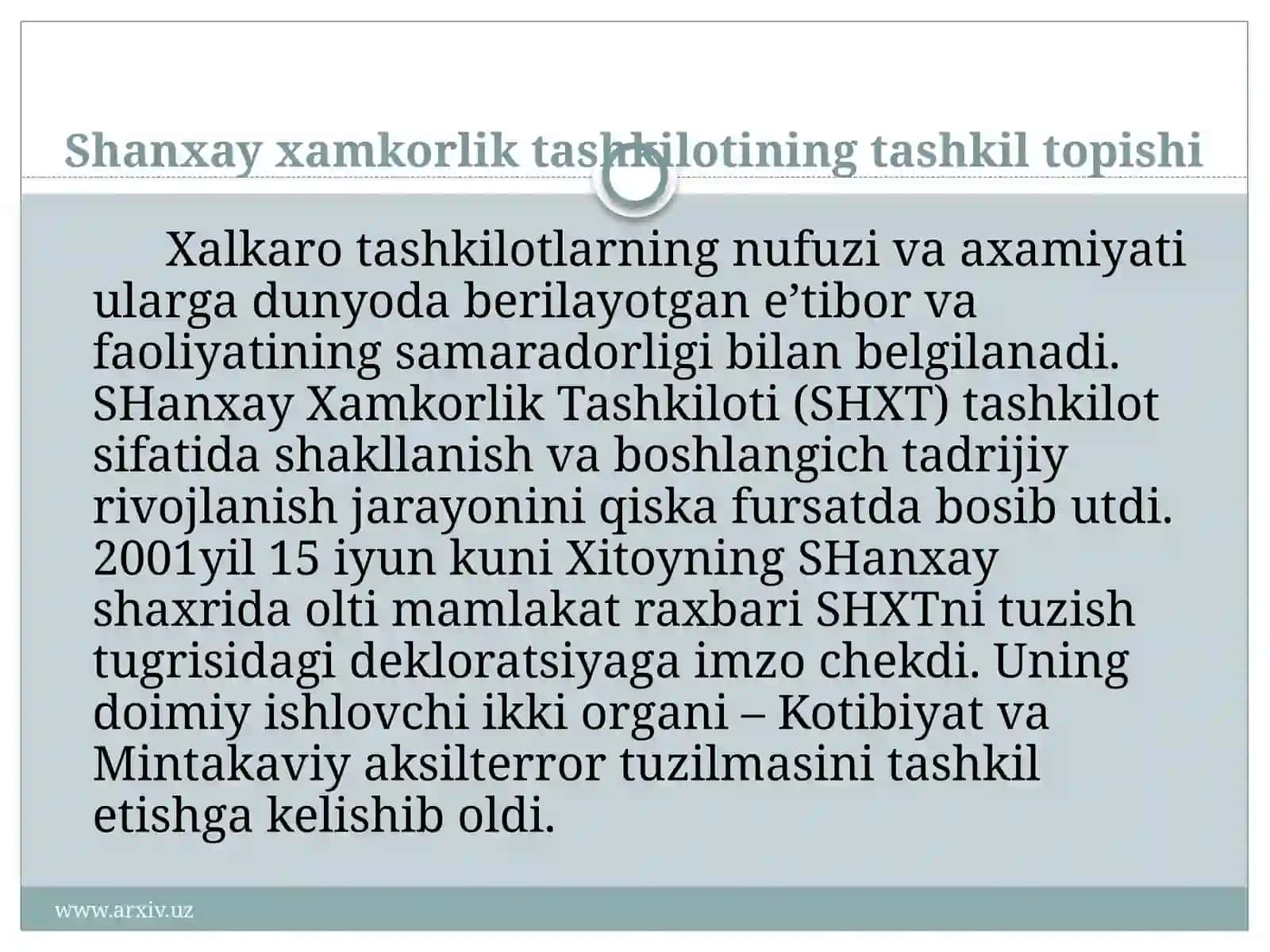 Shanxay hamkorlik tashkiloti 4