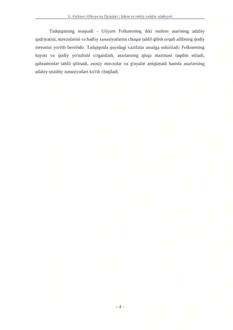 U. Folkner: Hikoya va Qissalari 4