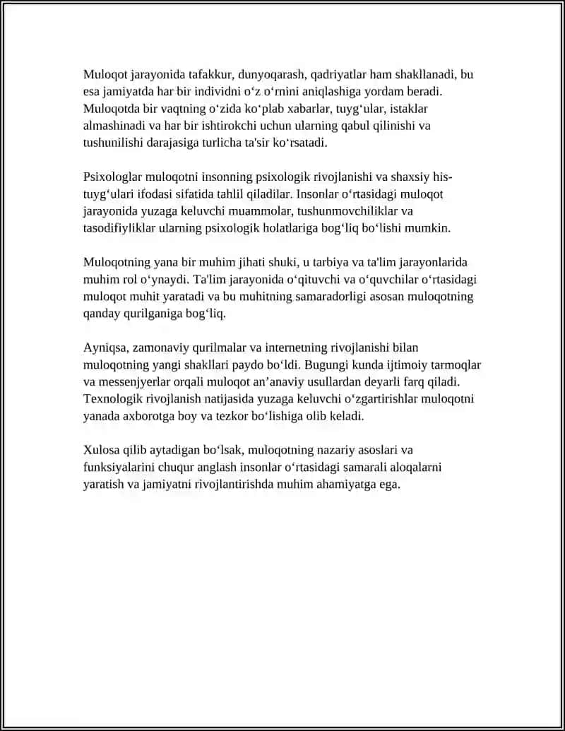 MULOQOT MAVZUSIDA REFERAT ISHI 4