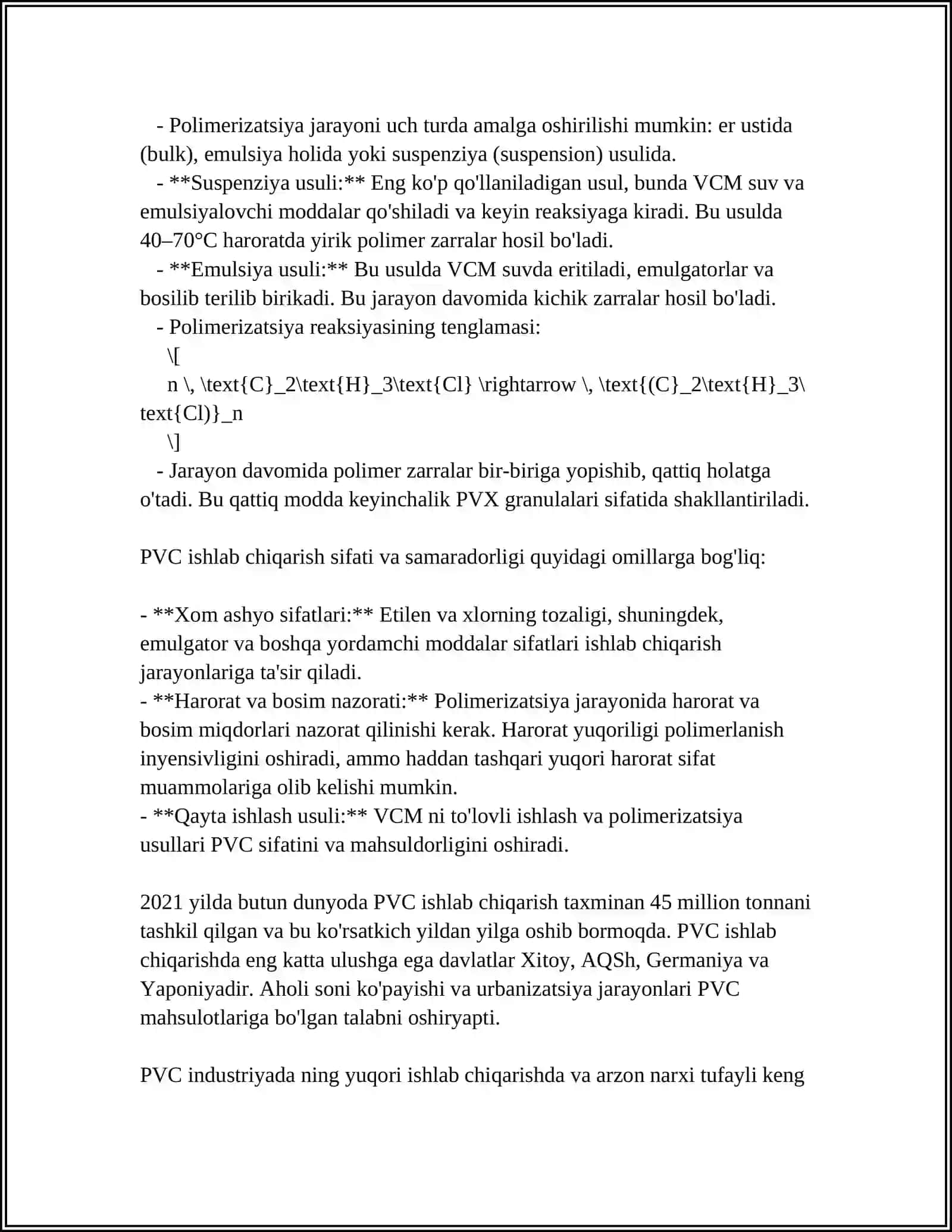 POLIVINILXLORIDNI SUSPENZIYADA ISHLAB CHIQARISH 4