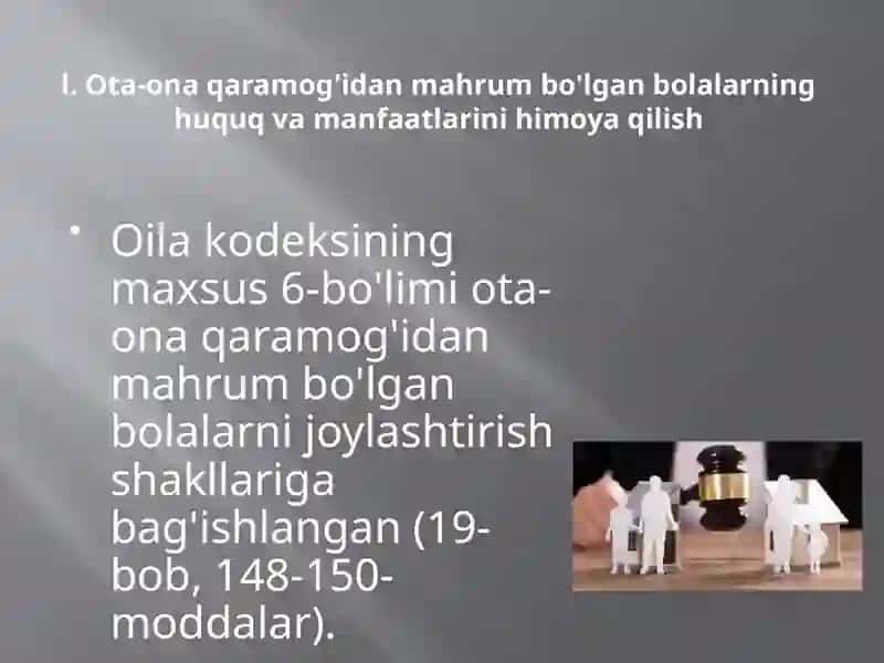 OTA-ONA QARAMOG'IDAN MAHRUM BO'LGAN BOLALARNI ANIQLASH VA JOYLASHTIRISH 4