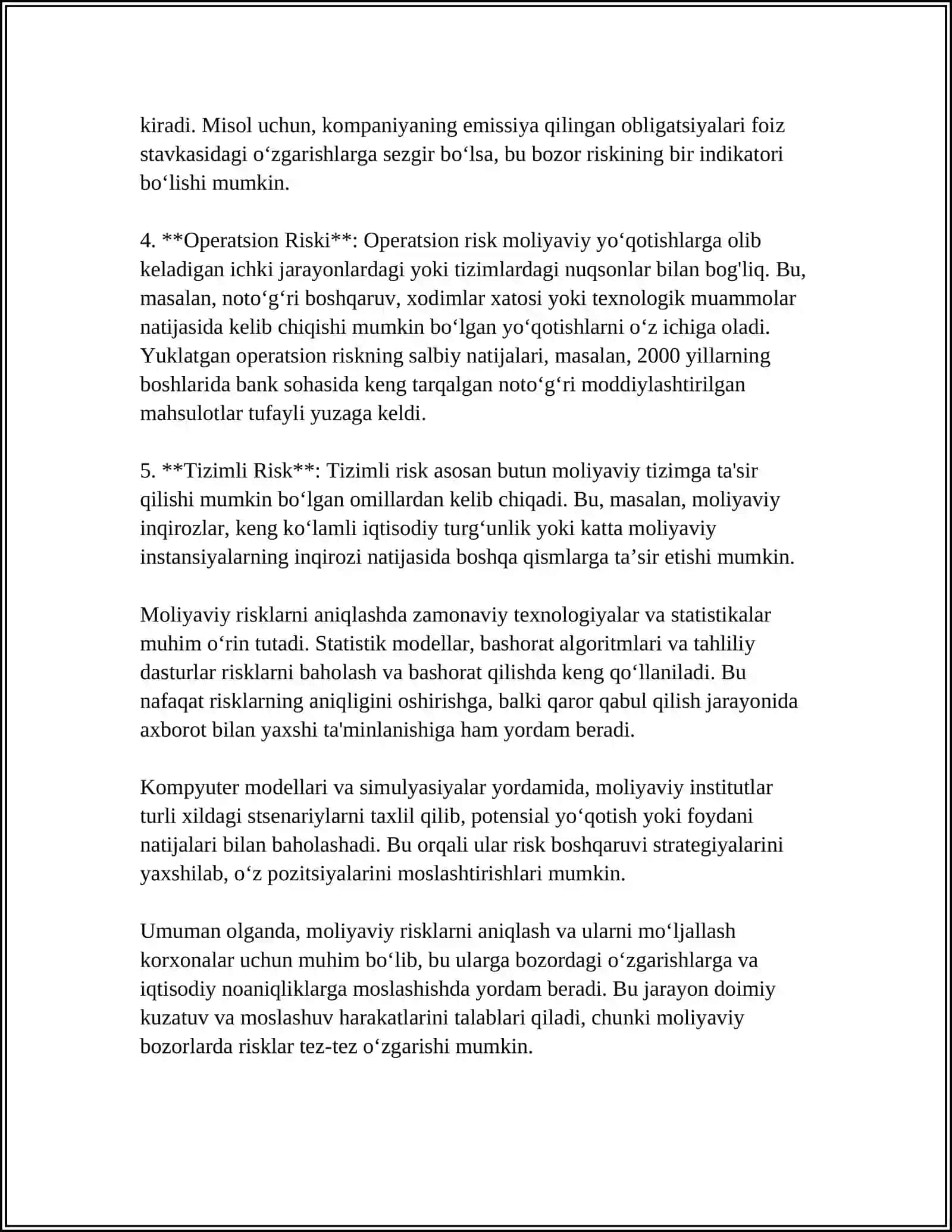 Moliyaviy risklarni boshqarish jarayoni 4