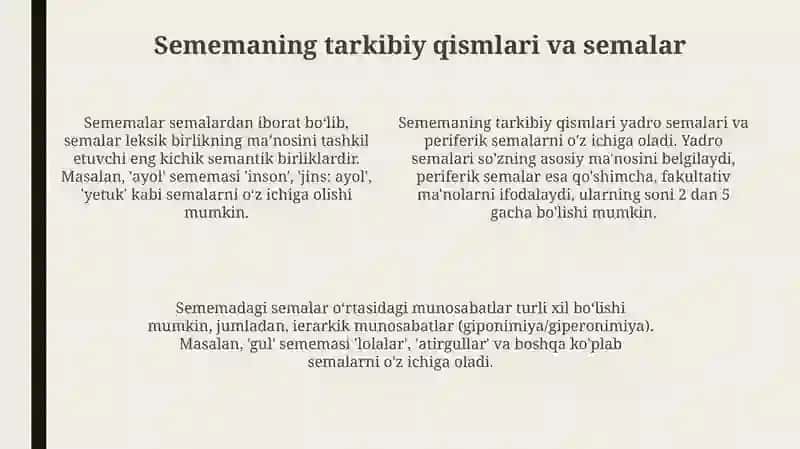 Leksemaning mazmuni-Semema va uning tarkibi 4