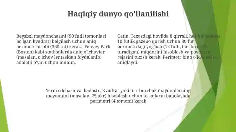 Muntazam shaklning perimetri 4