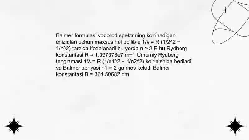 Balmerning umumlashgan formulasi 4