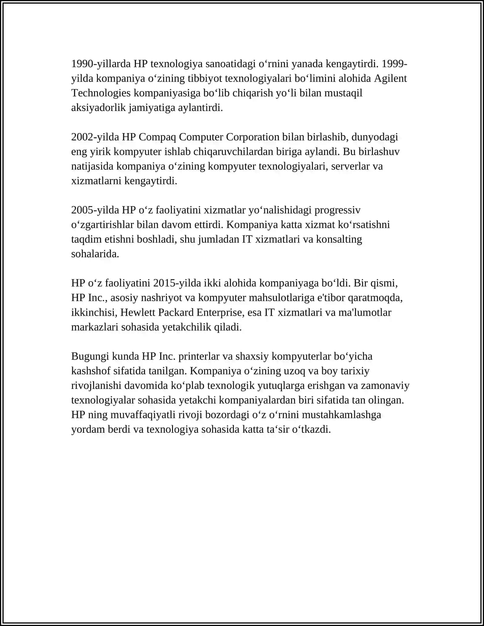 HP KOMPANIYASI HAQIDA TO'LIQ MA'LUMOT 4