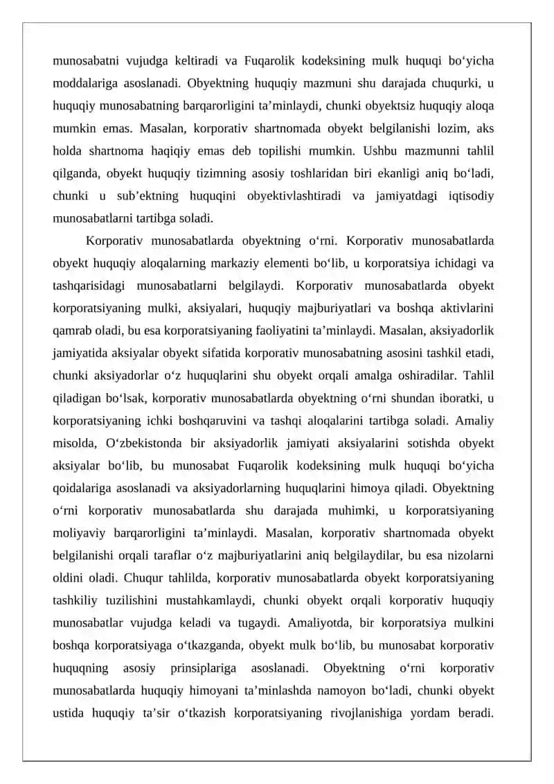 Korporativ huquqining obyektlari 4