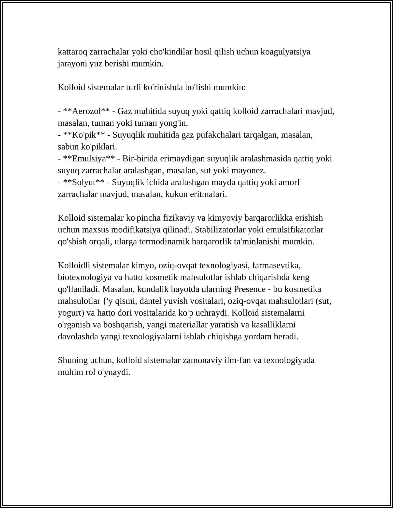 KOLLOID SISTEMALAR VA ULARNING OLINISHI 4