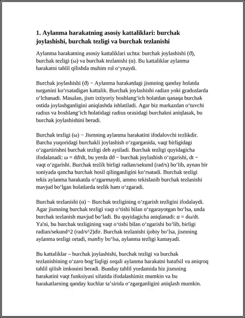 AYLANMA HARAKAT MEXANIKASI QONUNLARI 4