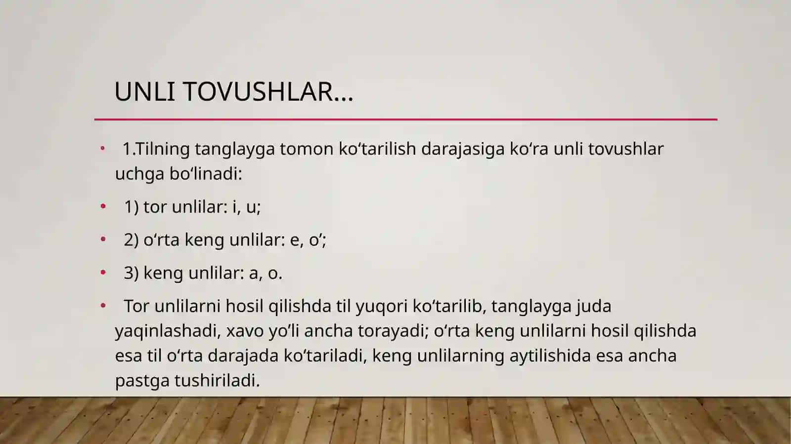 Unli va undosh tovushlar tizimi. Ularga xos xususiyatlar 4
