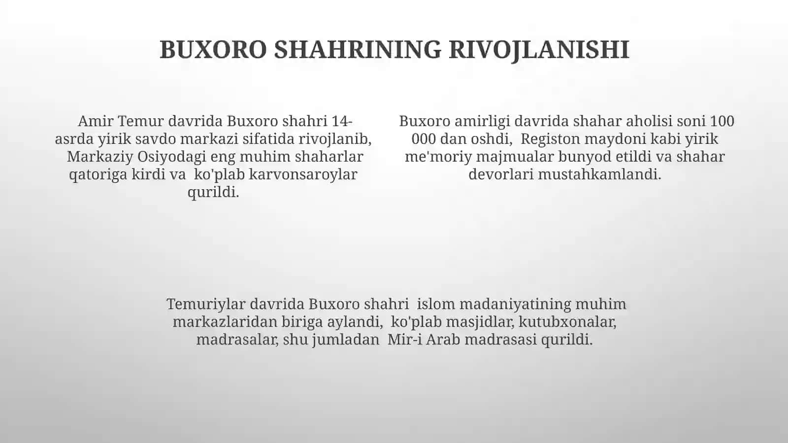 Amir Temur va Temuriylardavridagishaharsozliktaraqiyoti 4