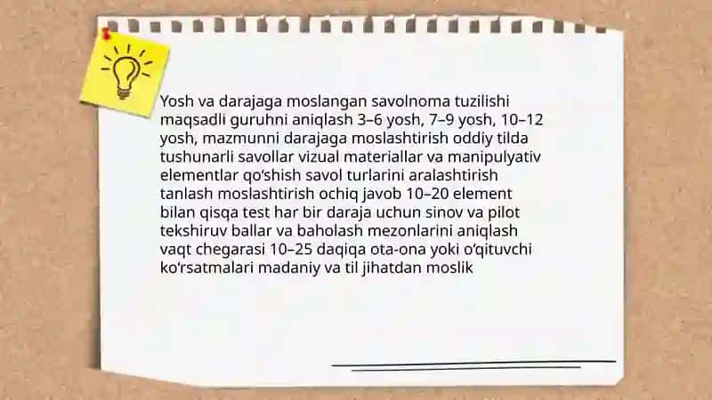 Savolnoma "Matematika bo'yicha ilk tasavvurlarini aniqlash uchun" 4