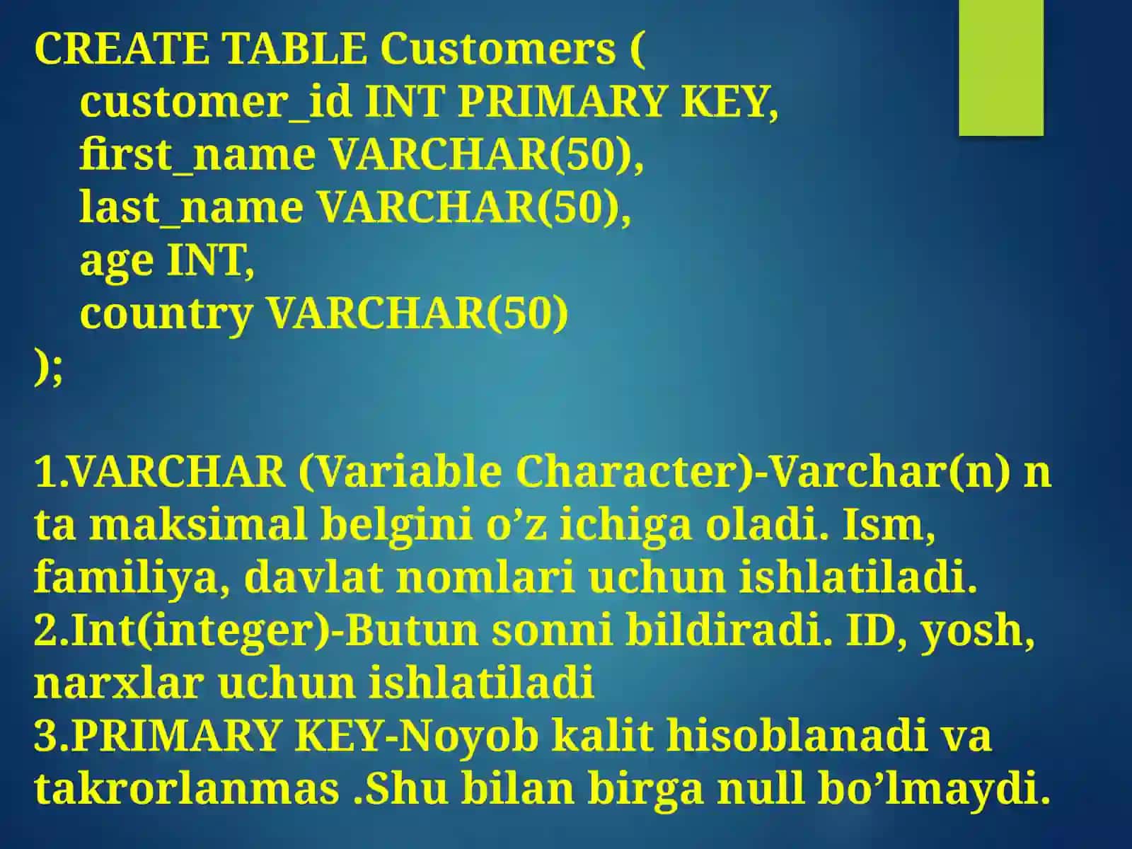 SQL – tartiblangan so‘rovlar tili asoslari 4