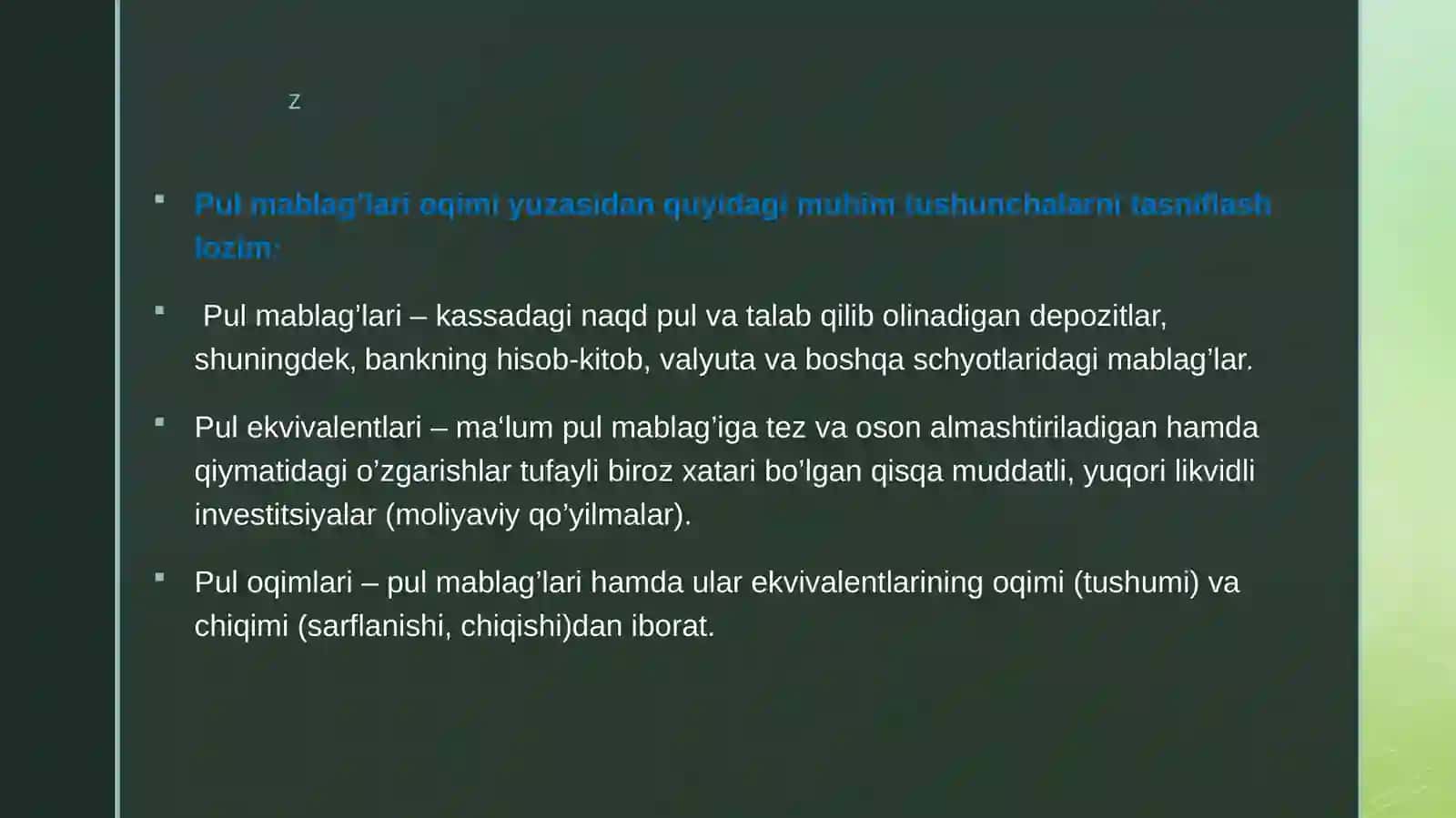 Pul oqimlari tahlili 4