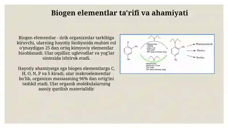 Kimyo va atrof muhit. Biogen elementlar kimyosi 4
