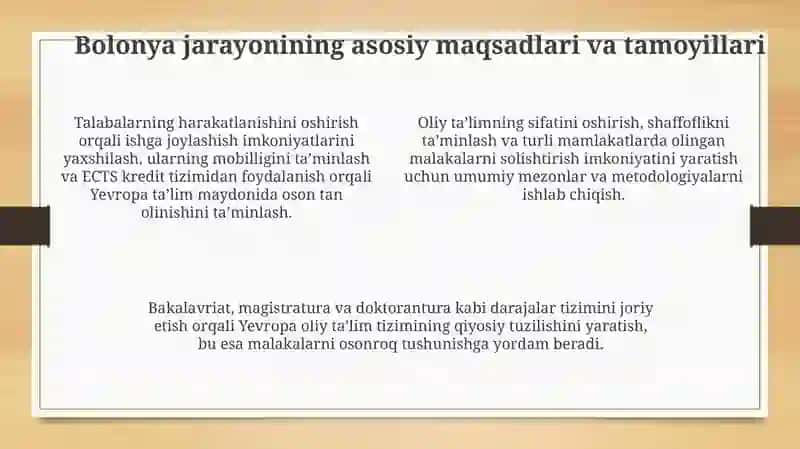 Oliy ta'lim va Bolon jarayonlari 4