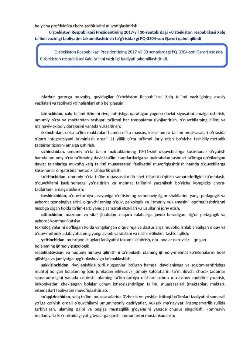 O‘zbekiston Respublikasi ta’lim tizimida modernizatsiya jarayonlari 4