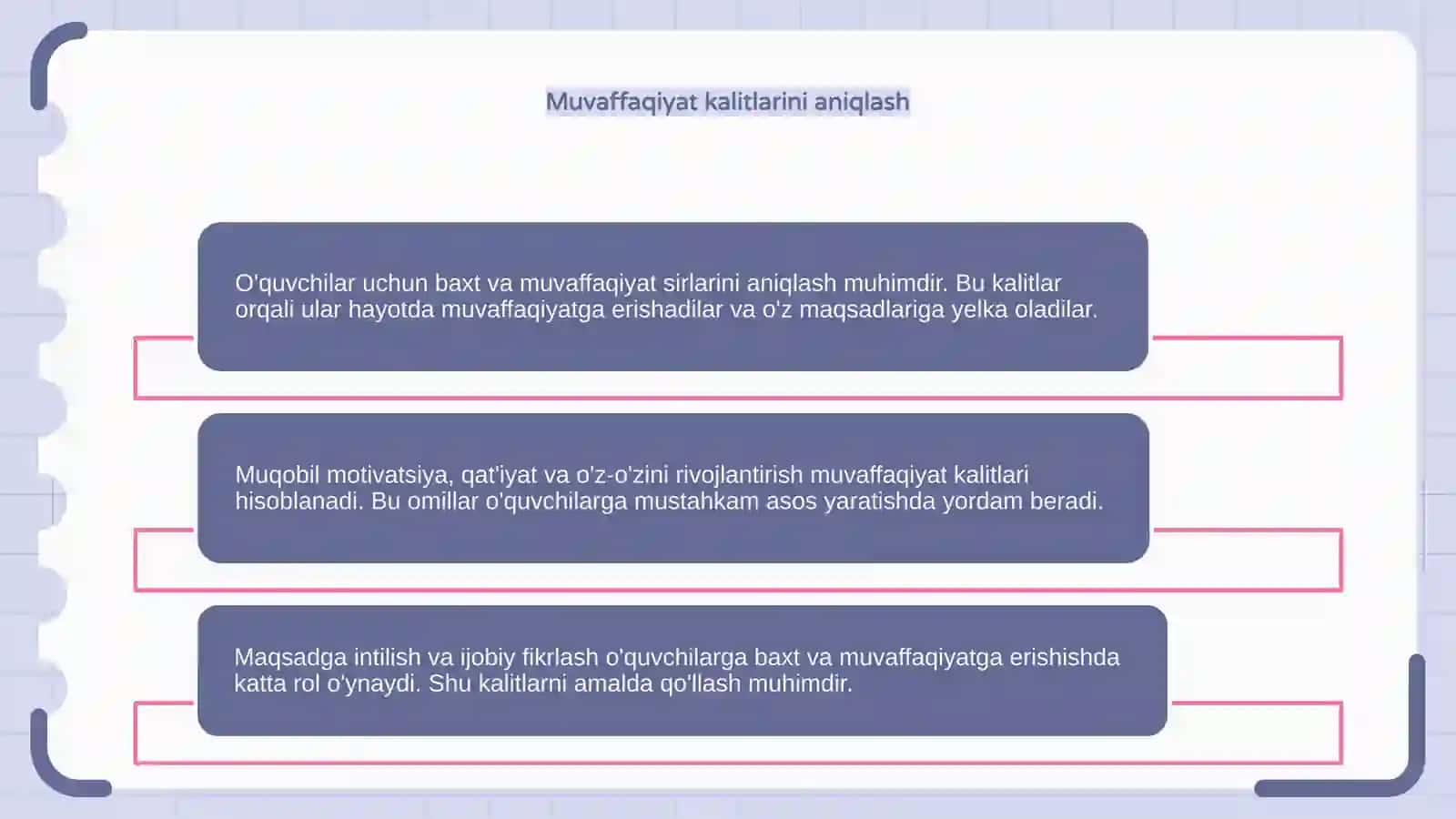 O'quvchilarni baxt va muvaffaqiyat sirlari mohiyati 4