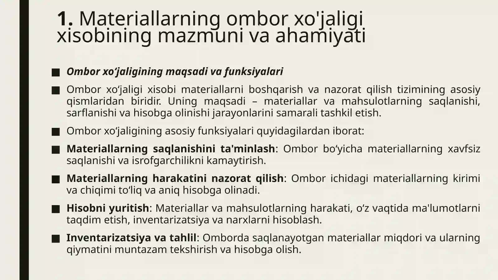 MAteriallarning Ombor Xo'jaligi Xisobi 4