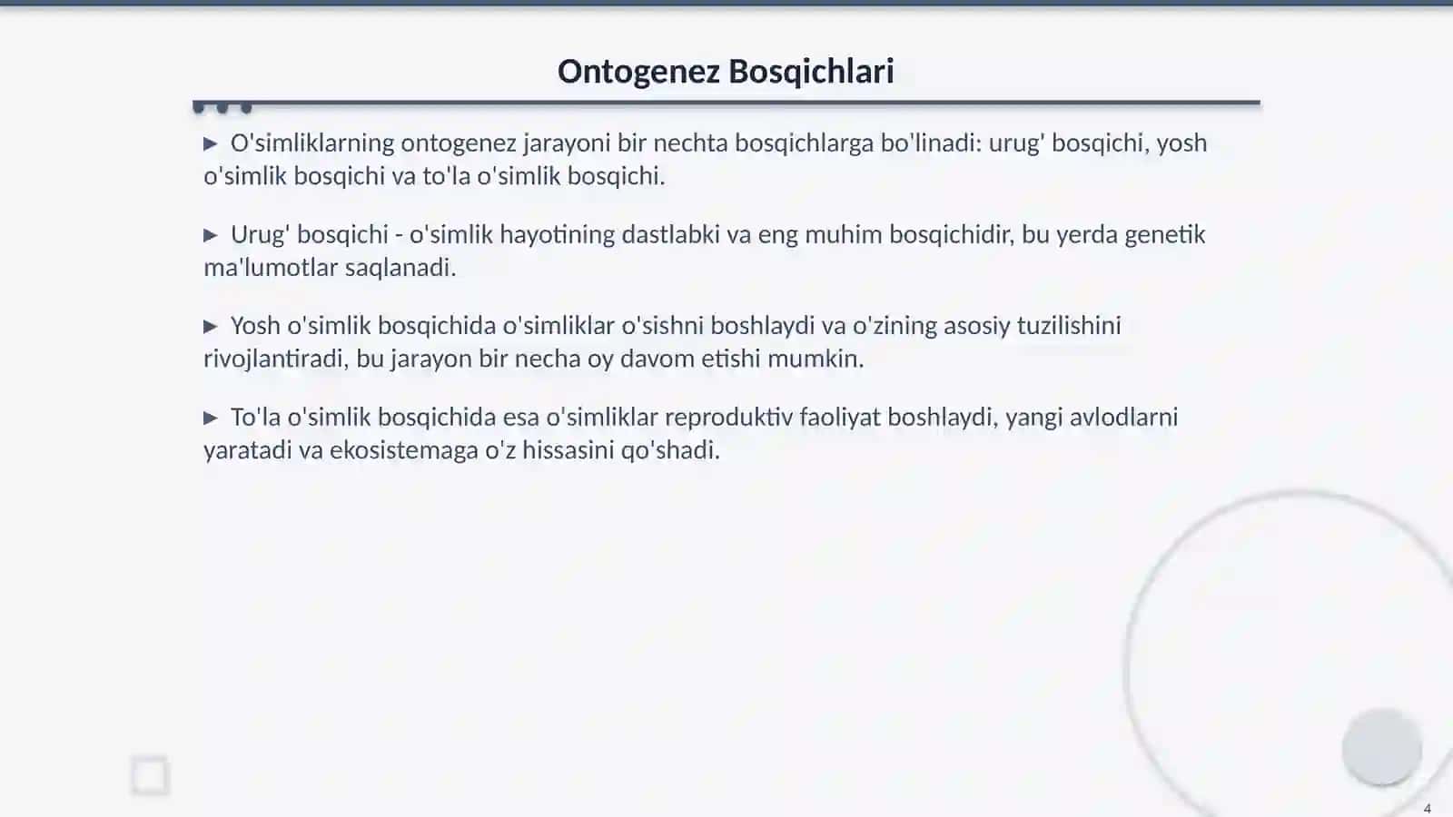 Oʻsimliklarning Ontogenez Davrlari 4
