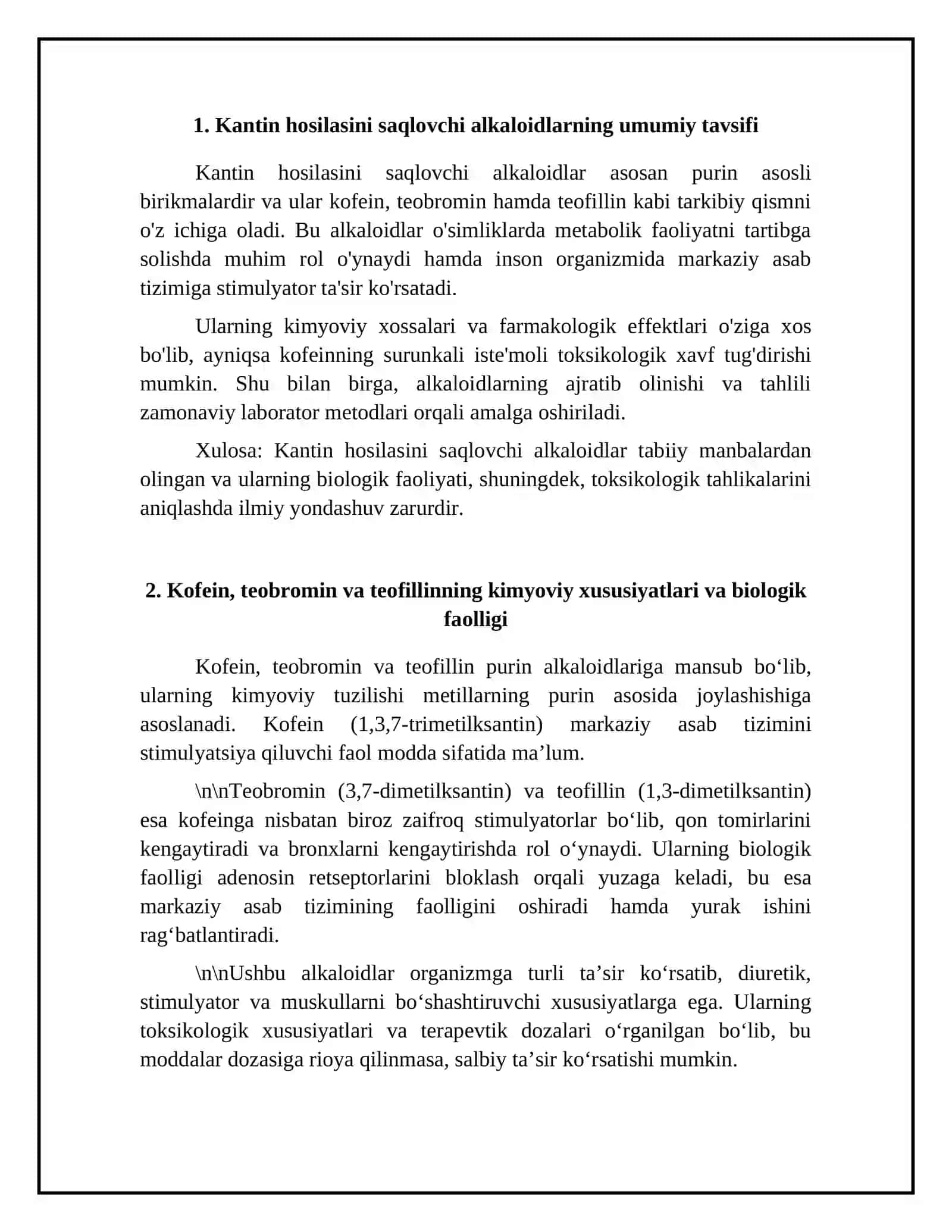 Kantin hosilasini saqlovchi alkaloidlar 4