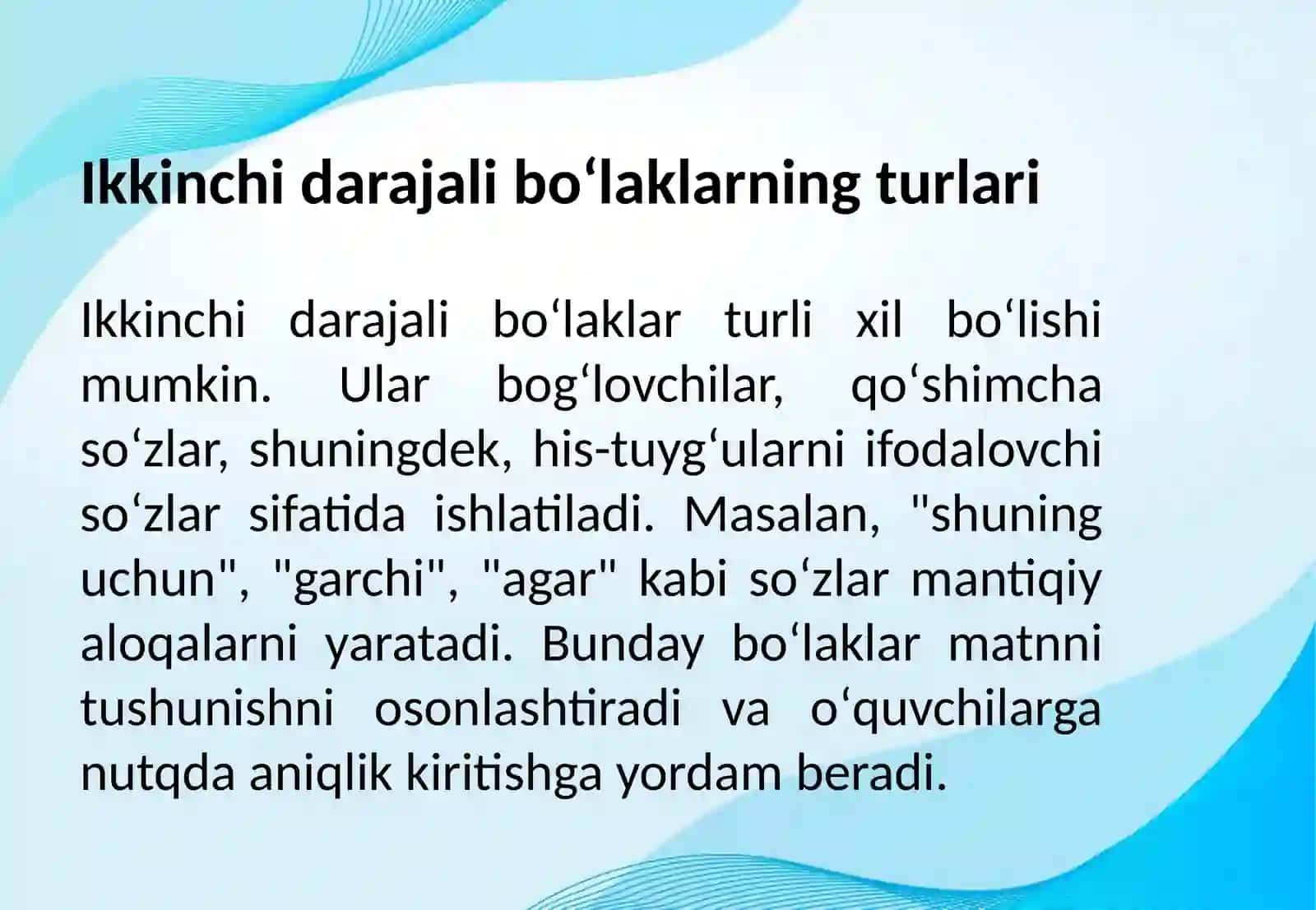 Boshlangʻich sinfda "Ikkinchi darajali boʻlaklar" mavzusini oʻrganish 4