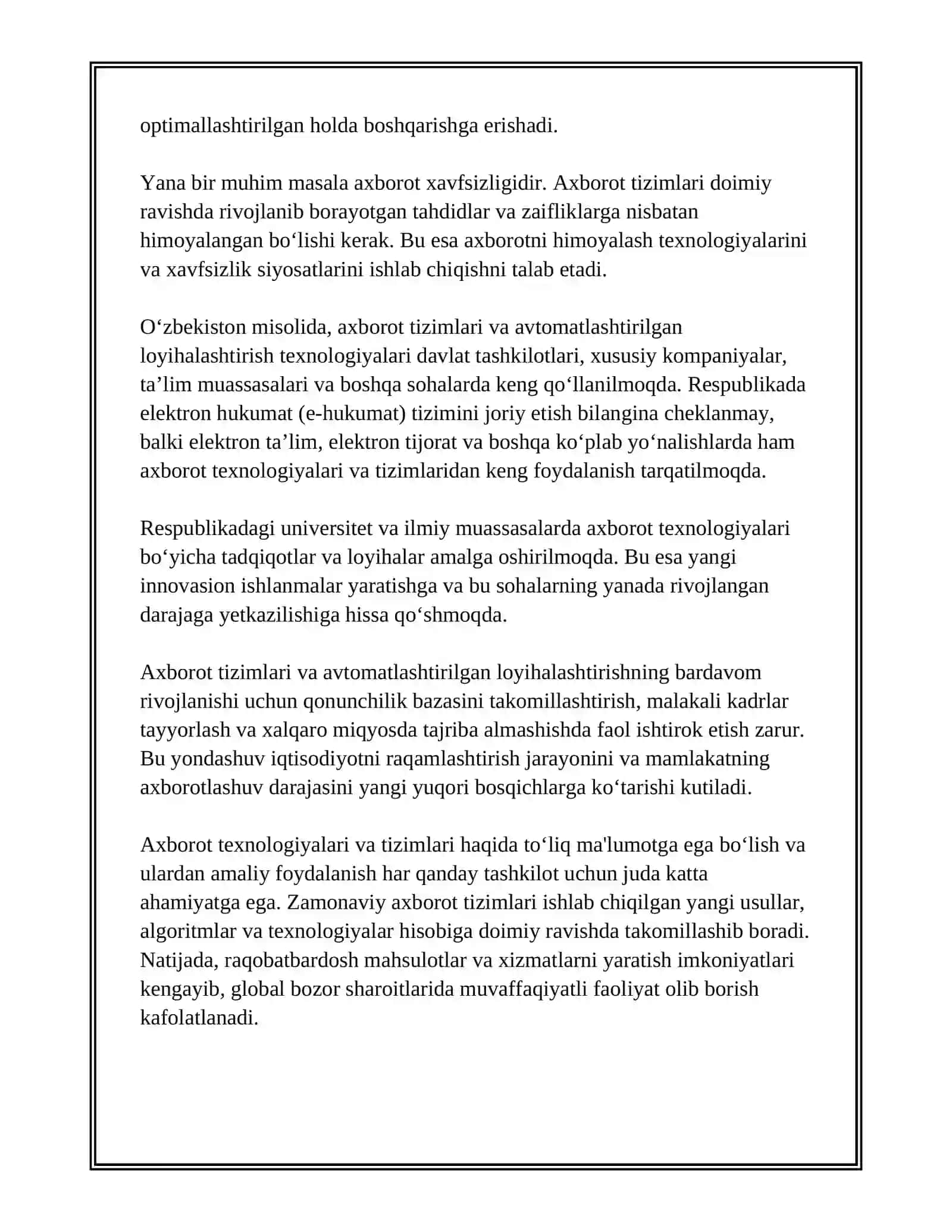 AXBOROT TEXNOLOGIYALARI VA TIZIMLARI 4