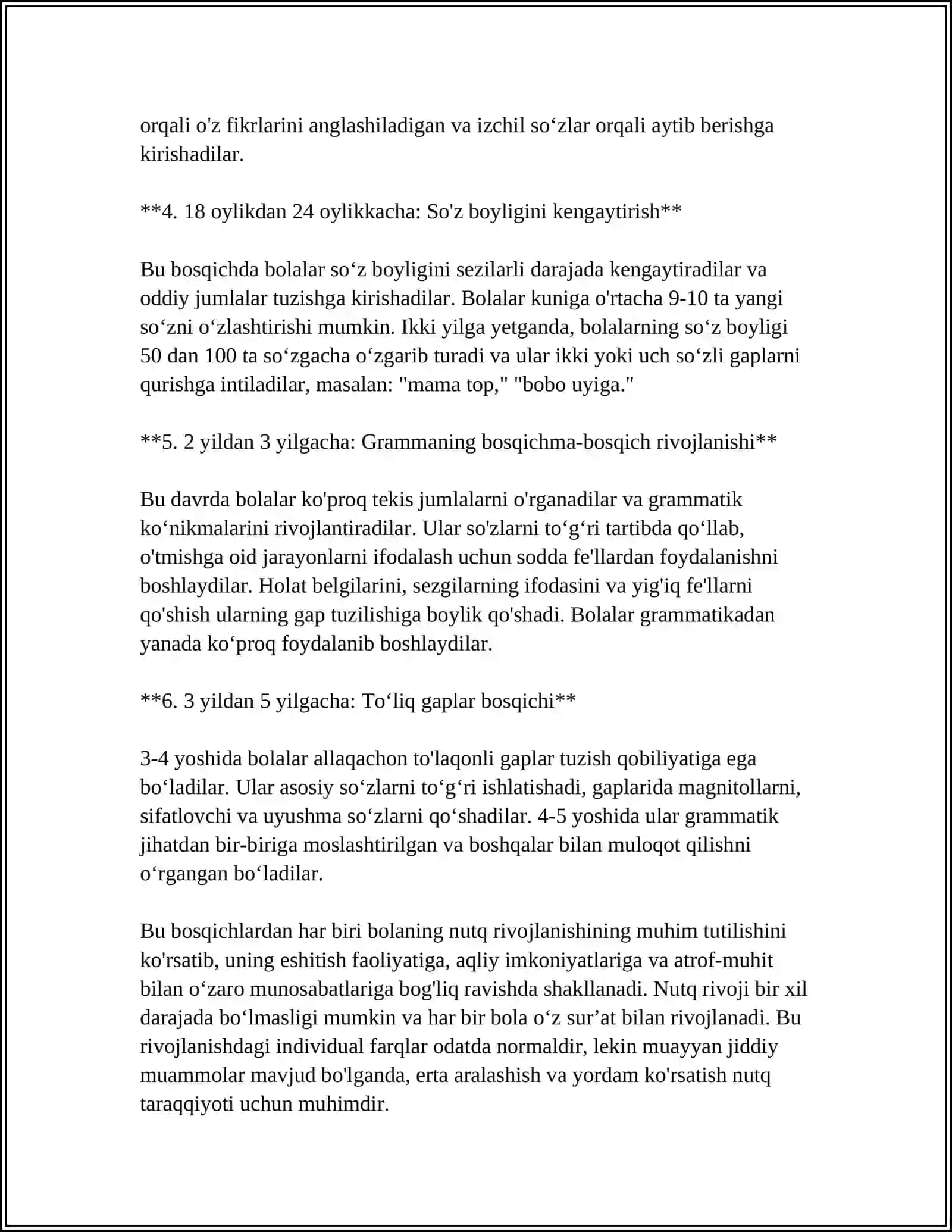 Nutqni Rivojlantirish Bosqichlari 4