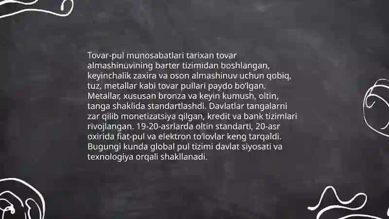 Tovar va pul munosabatlarining shakllanishi 4