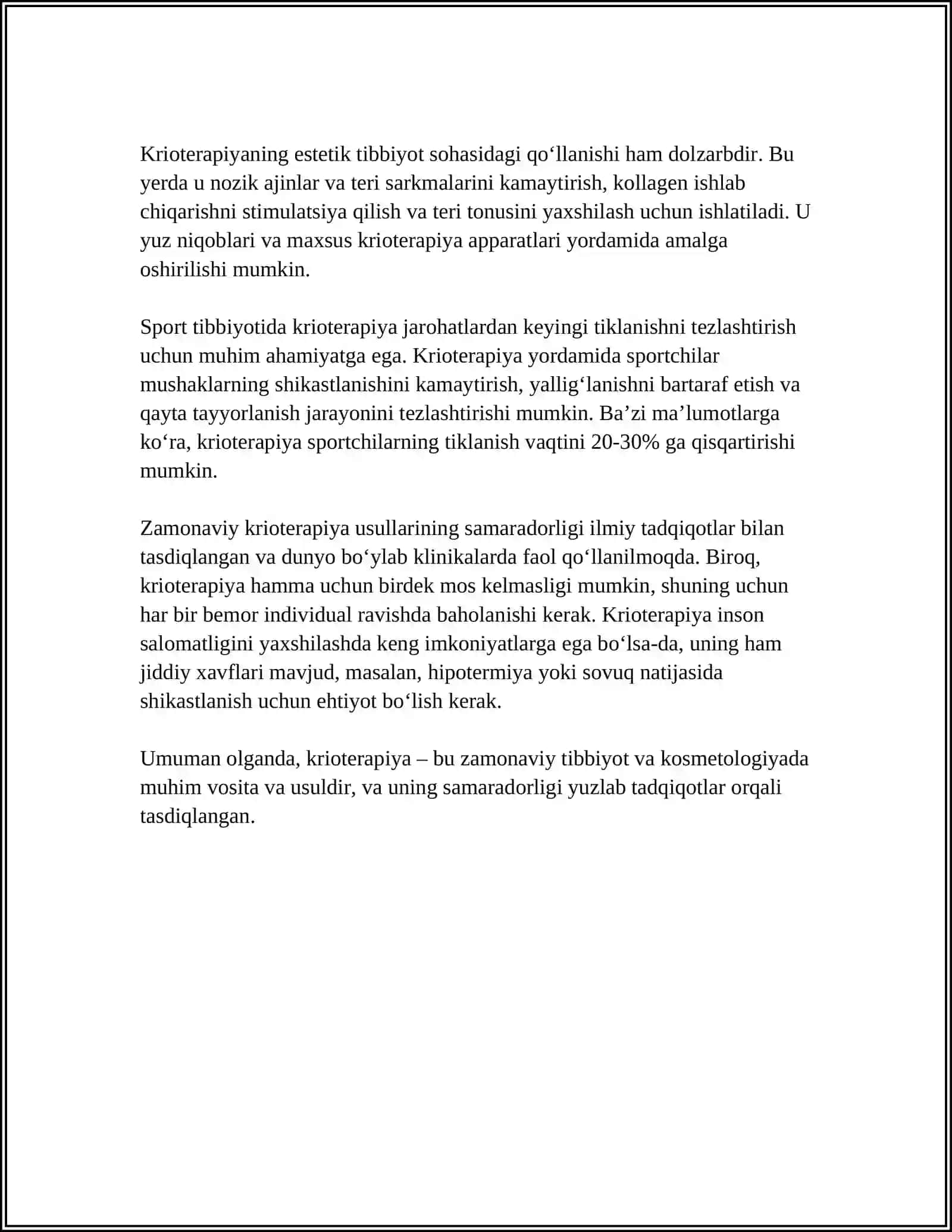 KRIOTERAPIYADA SOVUQLIKNING QÓLLANILISHI 4
