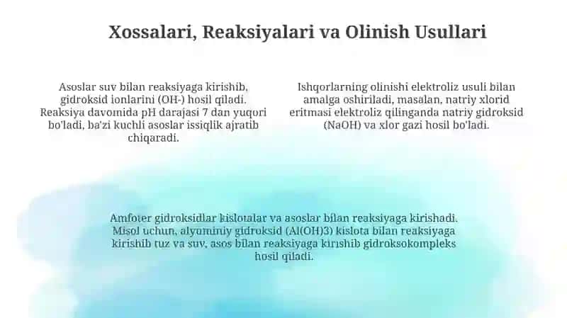 Asoslar, Ishqorlar va Amfoter Gidroksidlar 4
