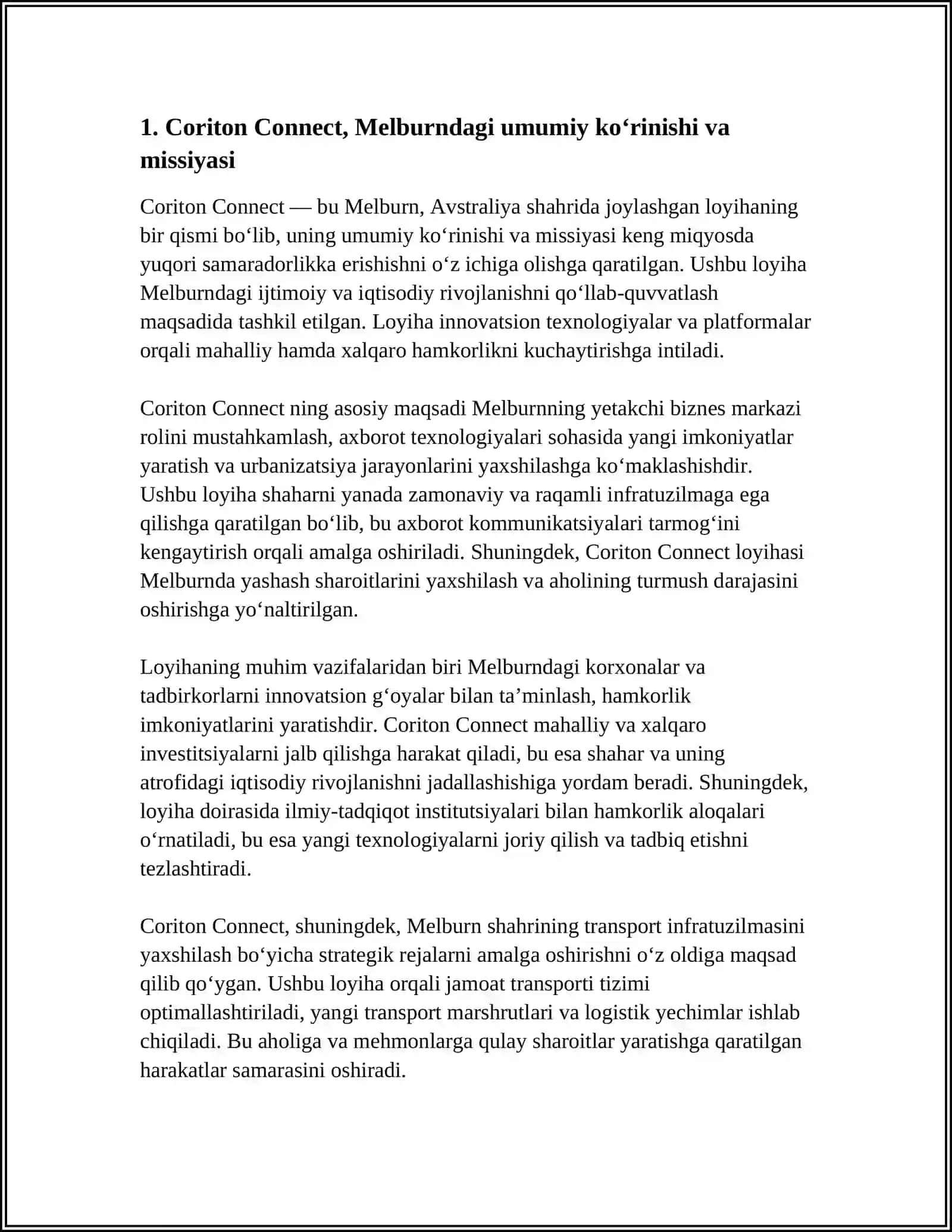 CORITON CONNECT, MELBURN AVSTRALIYA 4