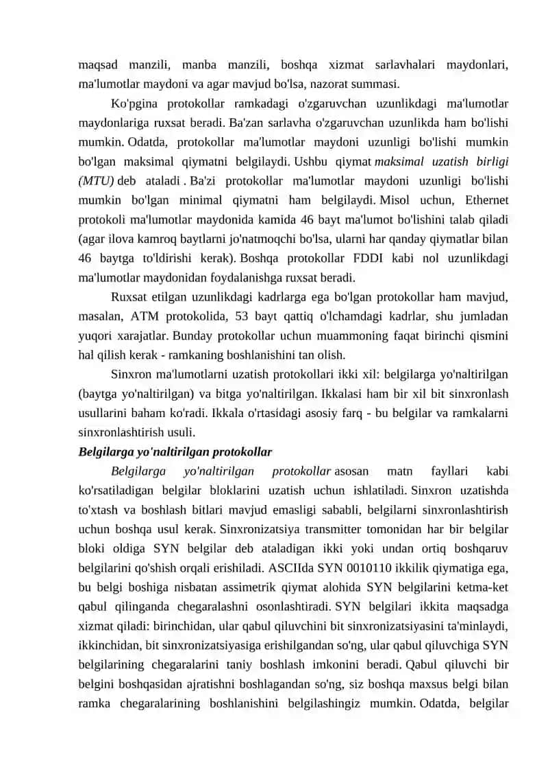Ma'lumotlar uzatish protokollari turlari 4