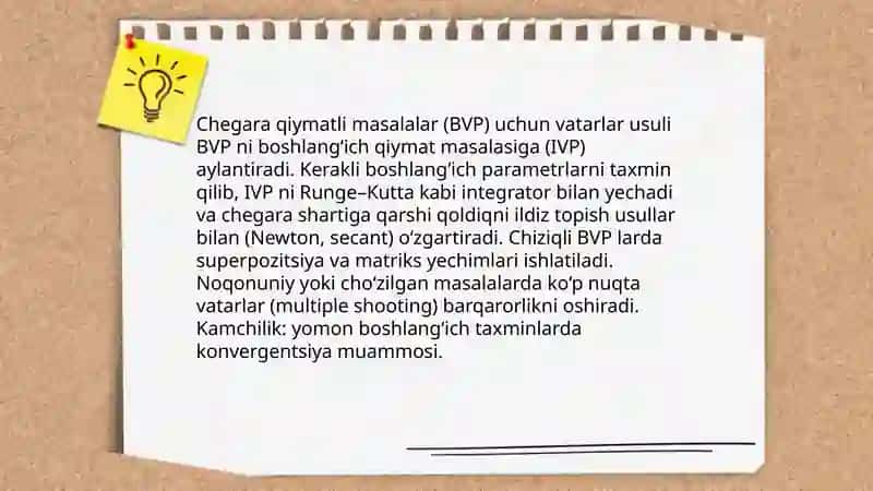 Vatarlar usuli bilan tenglamalarni taqribiy yechish 4