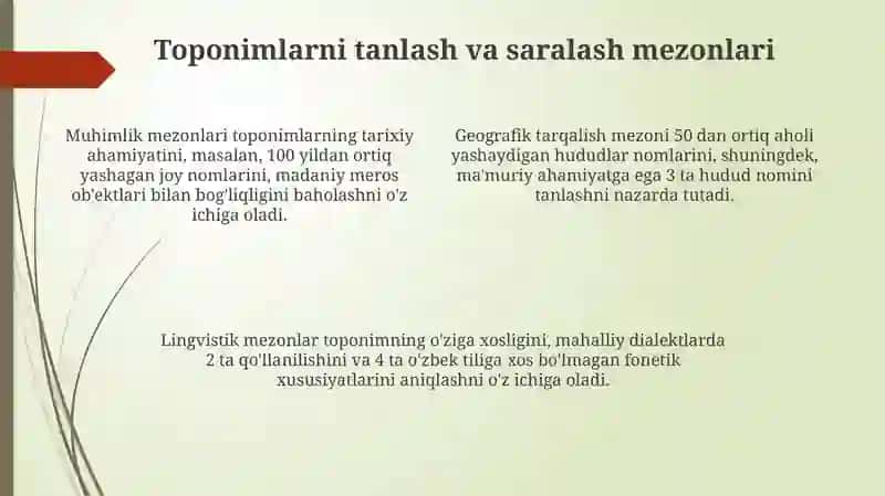 Toponimlar lug'atini yaratish tamoyillari 4