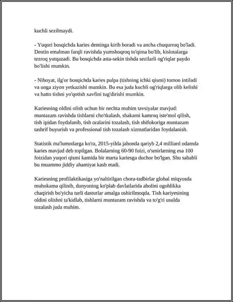 REFERAT Mavzu: KARIESLAR 4