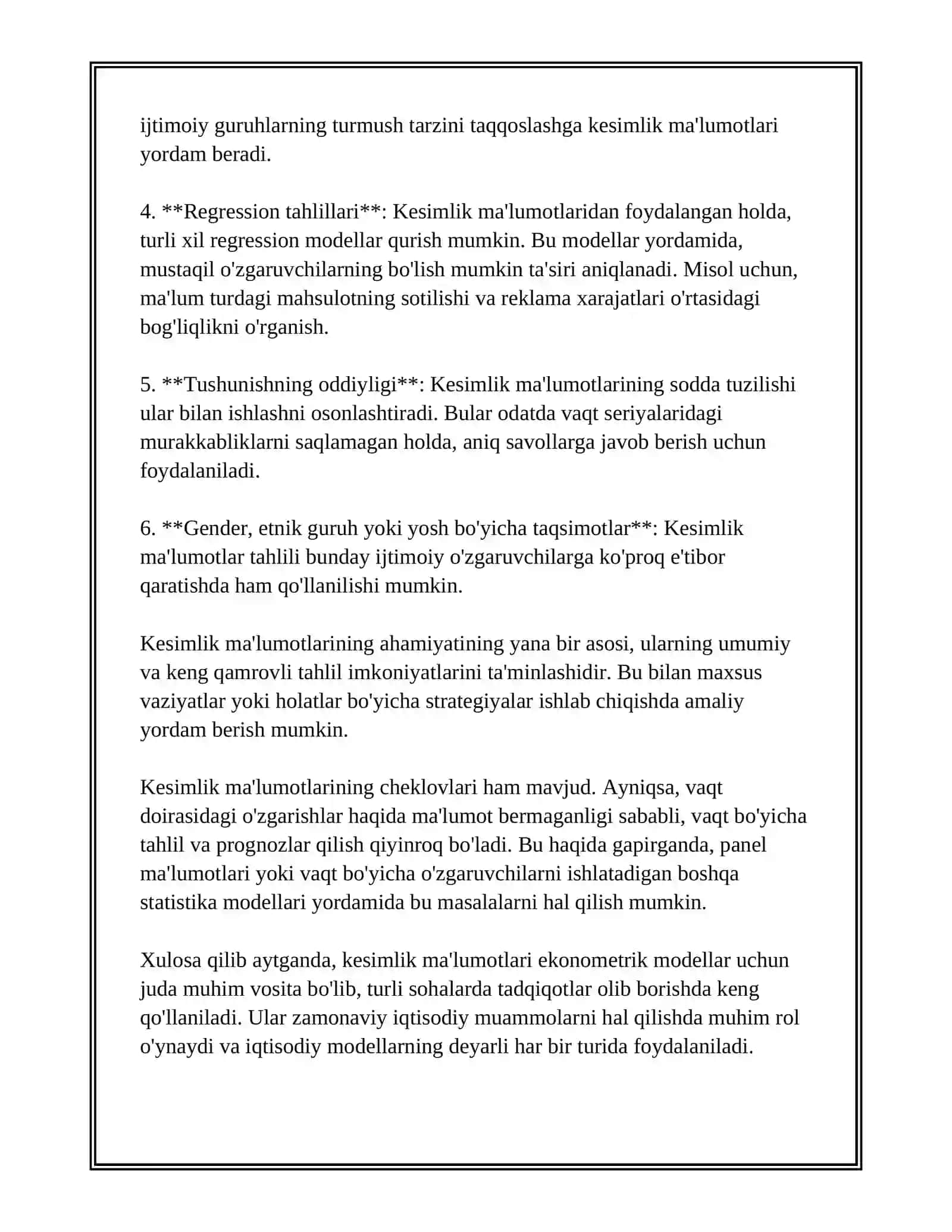 EKONAMETRIK MODELLARDA FOYDALANADIGAN MA'LUMOTLAR 4