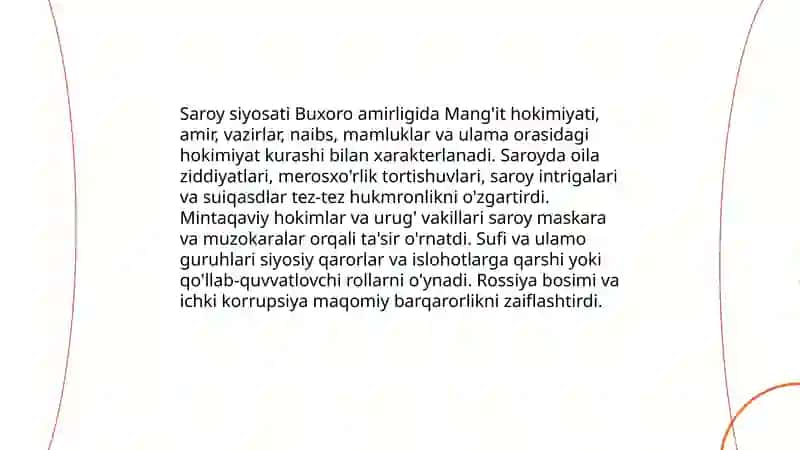 BUXORO AMIRLIGINING SIYOSIY, IJTIMOIY-IQTISODIY HAYOTI 4