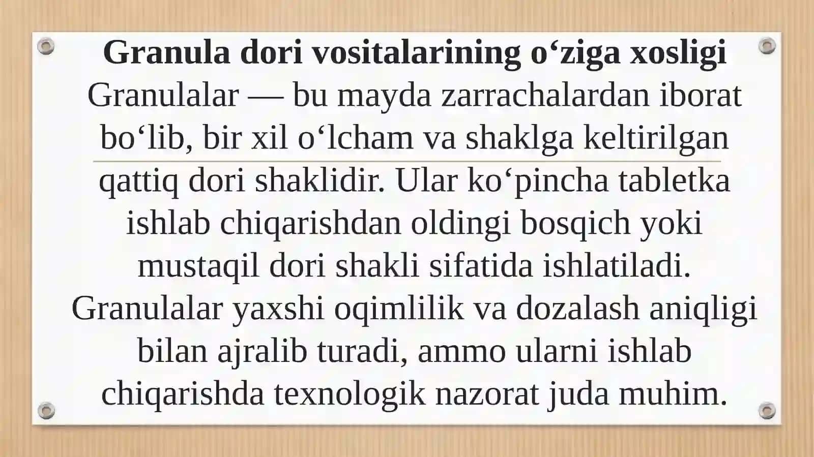 Granula dori vositasi uchun GMP talablari 4
