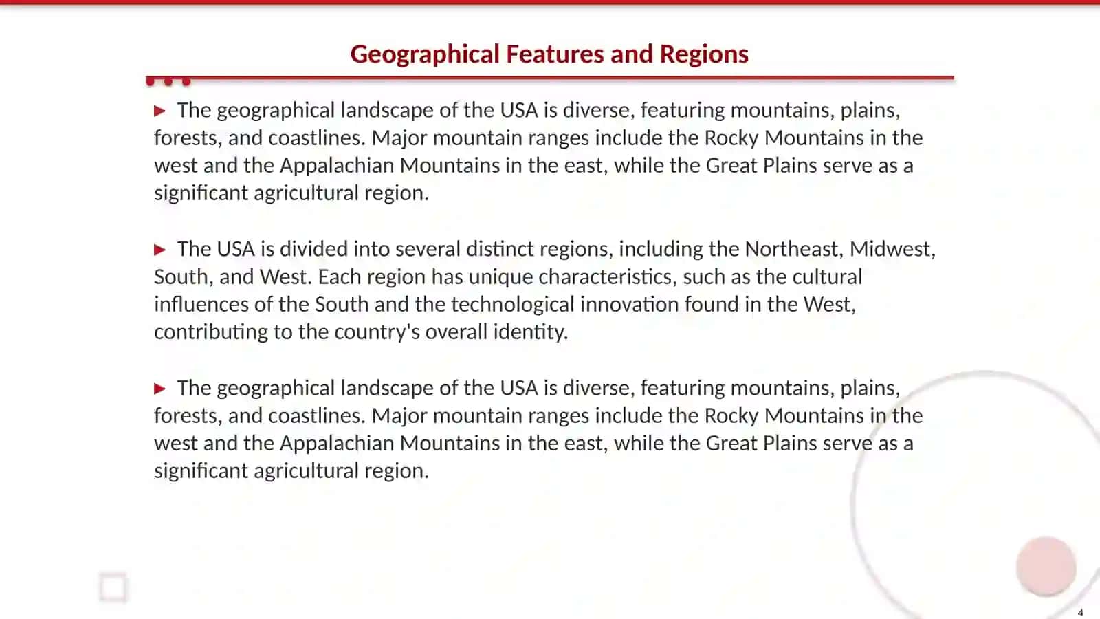 The USA General Information about the Usa 4