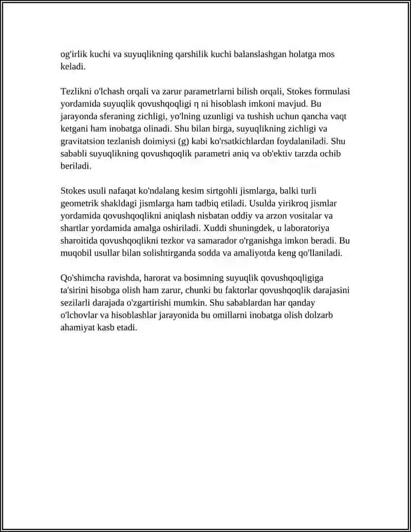 SUYUQLIKNING QOVUSHQOQLIKINI STOKS USULIDA ANIQLASH 4