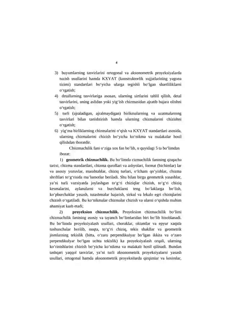 Chizmachilik kursi testlar to'plami 4