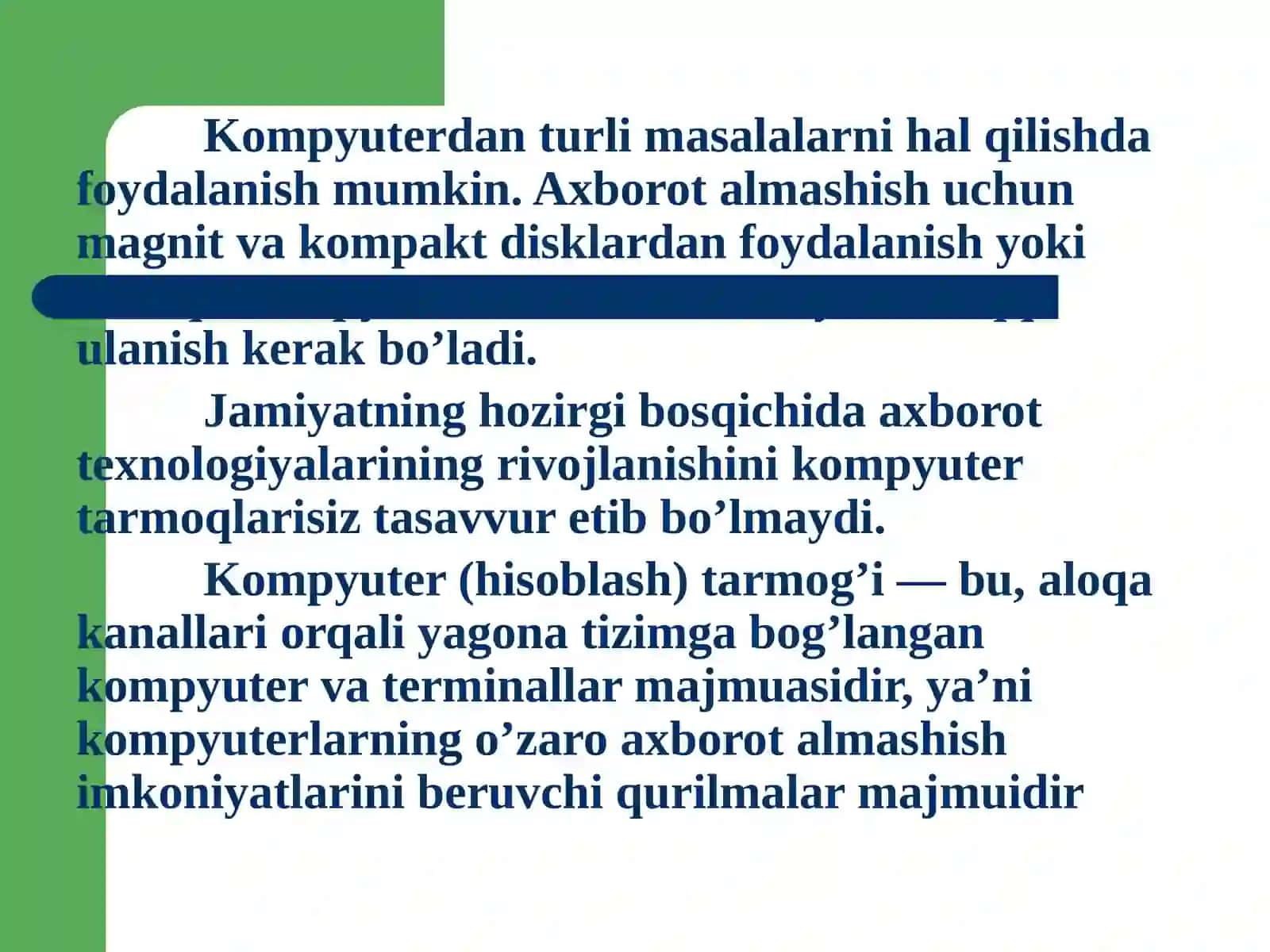 Internet Tarmoqlari Fanidan Taqdimot 4
