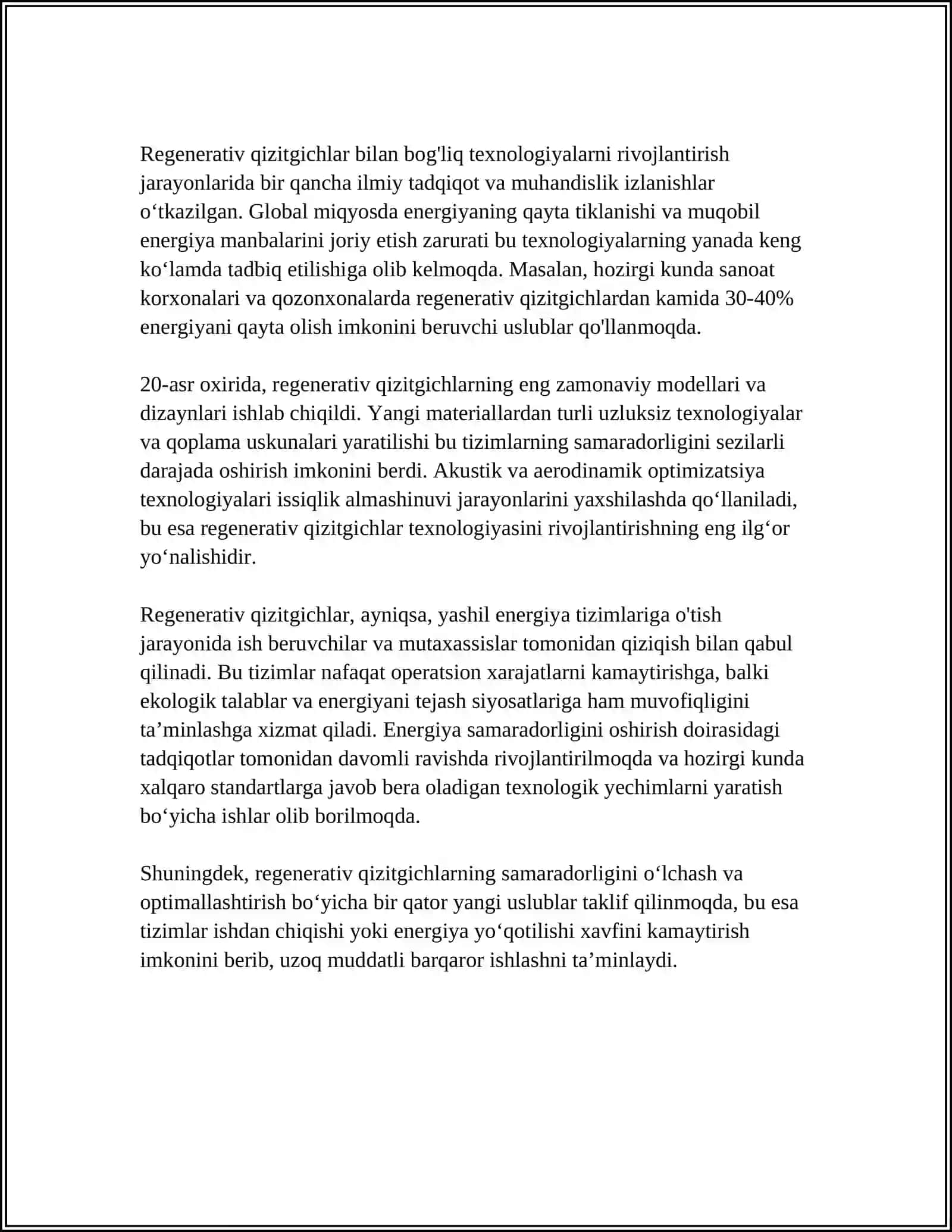 REGENERATIV QIZITGICHLAR 4