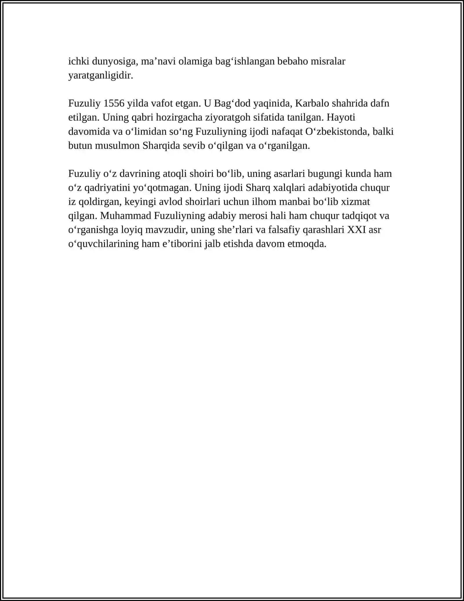 MUHAMMAD FUZULIY HAQIDA MA'LUMOT 4