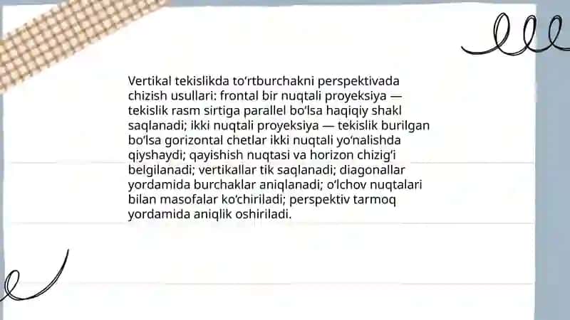 Gorizontal va Vertikal Tekisliktagi Perspektiva 4