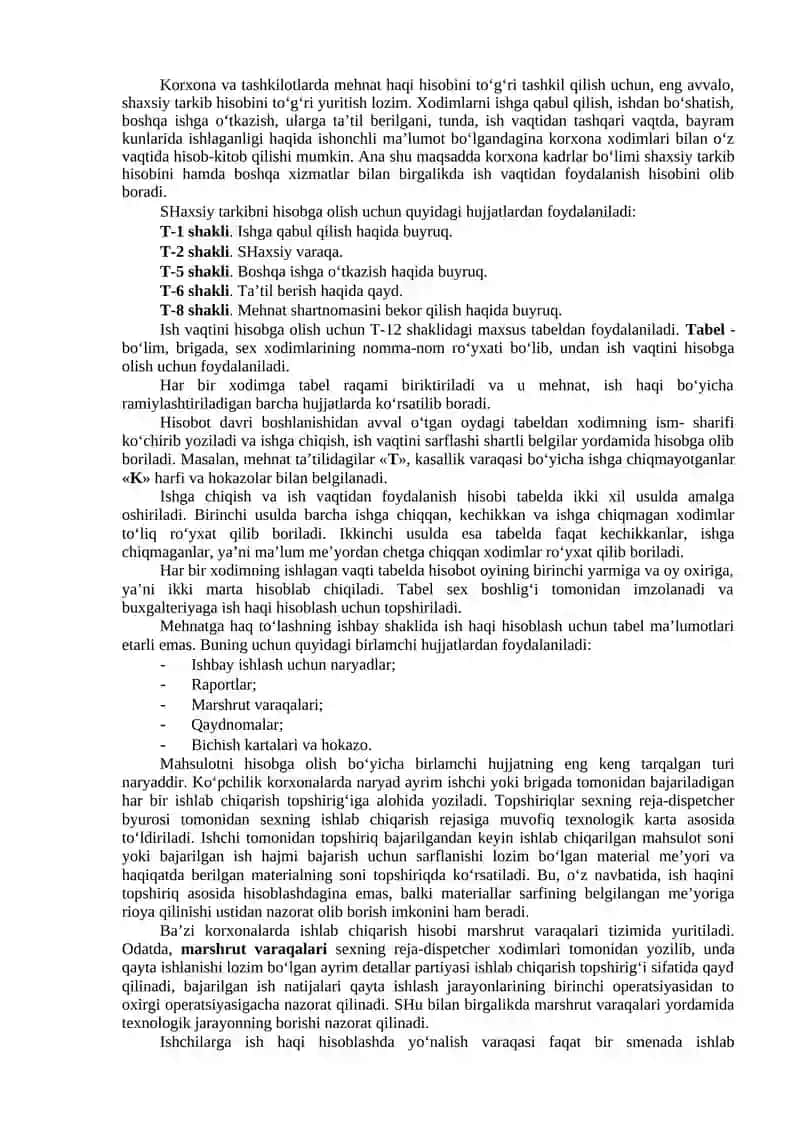 Mehnat Haqini Hisobga Olish 4