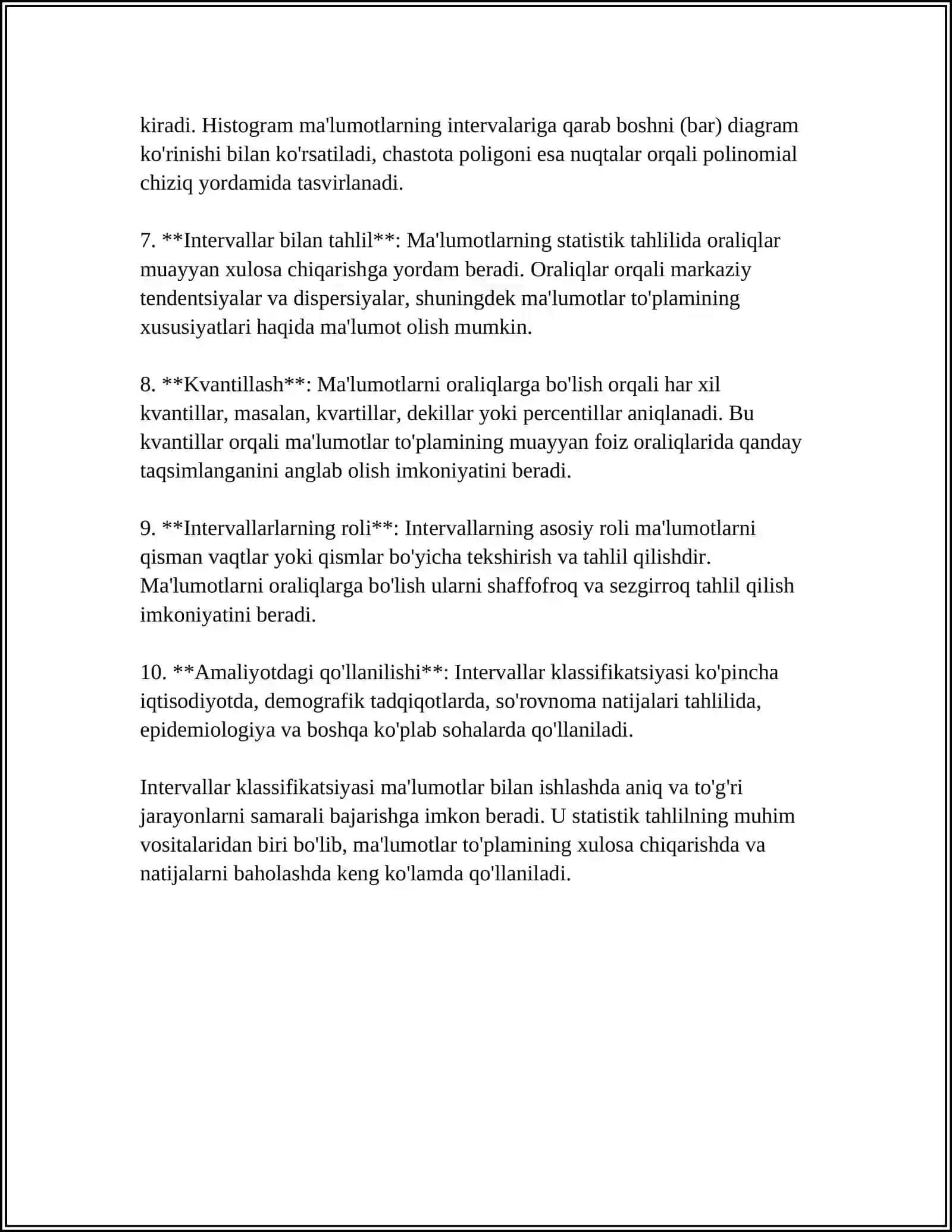 MUSTAQIL ISH Mavzu: INTERVALLAR 4