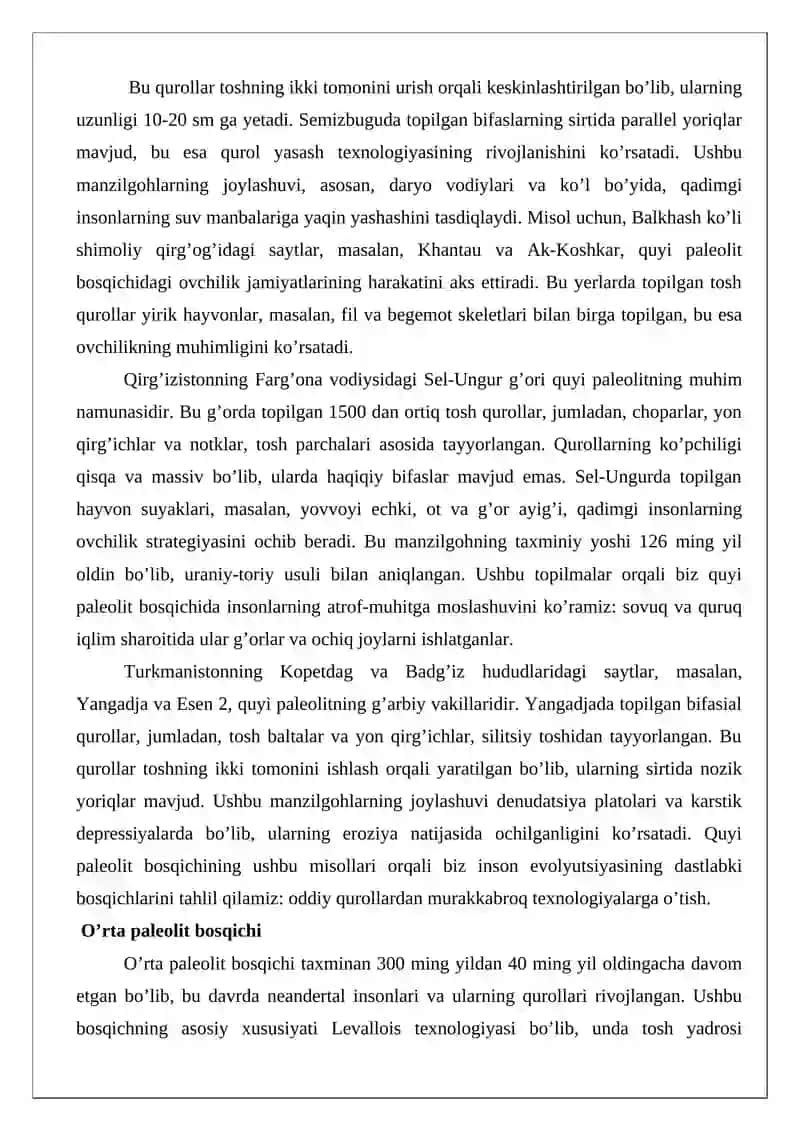O’rta Osiyodagi paleolit davri ibtidoiy manzilgohlari xaritasini tuzish 4